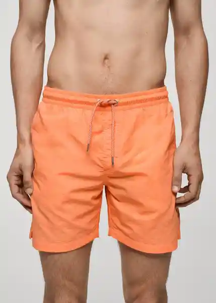 Short Bañador Liso Naranja Fluor Talla M Hombre Mango