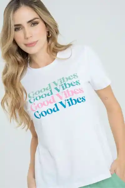 Camiseta Good Vibes Color Blanco Talla XL Ragged