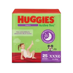 Pañal Huggies Active Sec Pants Etapa 6/XXXG Comodida 25 Und