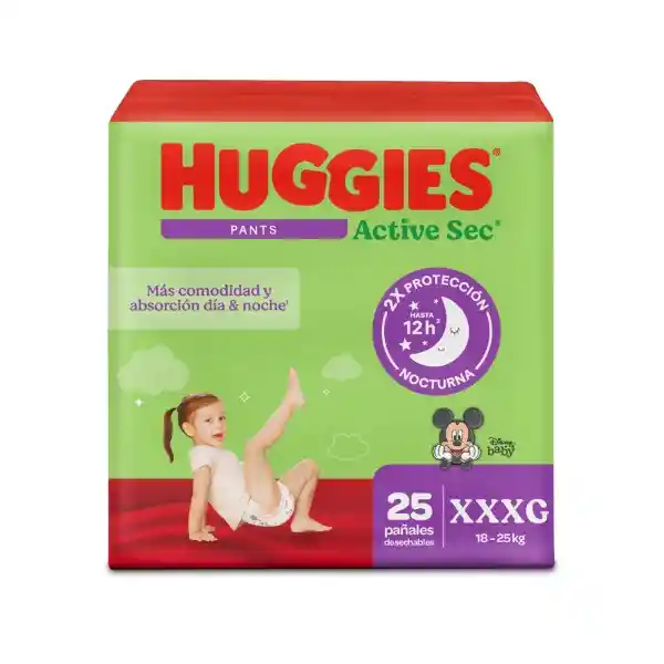 Pañal Huggies Active Sec Pants Etapa 6/XXXG Comodida 25 Und