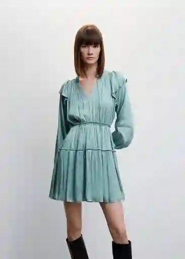 Vestido Verita Celeste Talla L Mujer Mango