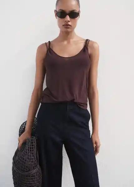 Pantalón Alba Tejano Soft Talla M Mujer Mango