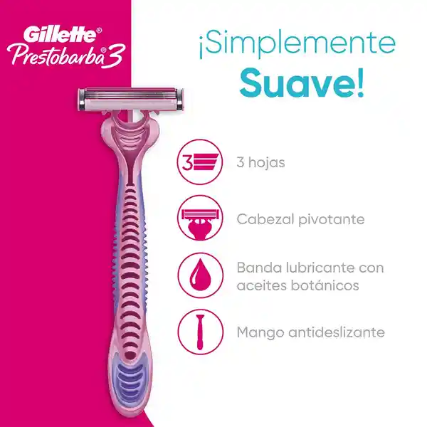 GILLETTE Prestobarba 3 Cuchilla de Afeitar Mujer Máquina de Afeitar Corporal con Aceites Botanicos 4 Uds