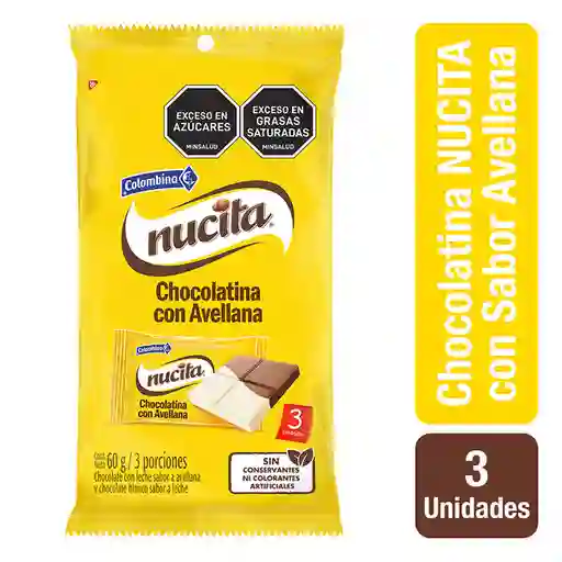 Nucita Chocolatina Sabor Avellana y Chocolate Blanco con Leche