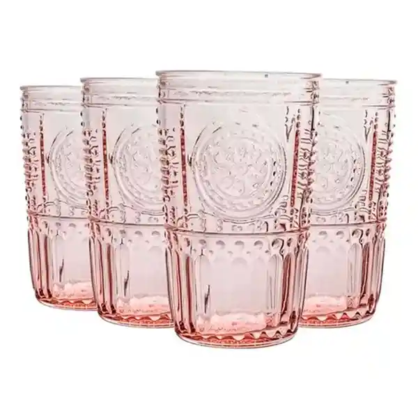 Bormioli Rocco Set Vasos Romantic Water Rosa 340 mL