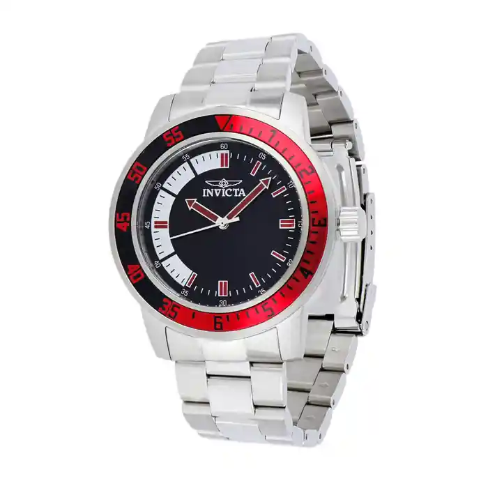 Invicta Reloj Acero Hombre Plata Negro y Rojo 38590