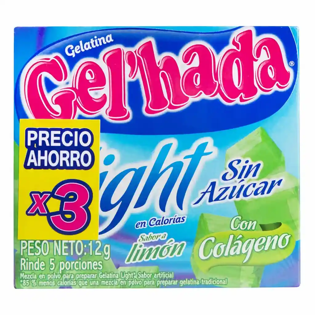 Gel Hada Mezcla en Polvo para Preparar Gelatina Light Limón