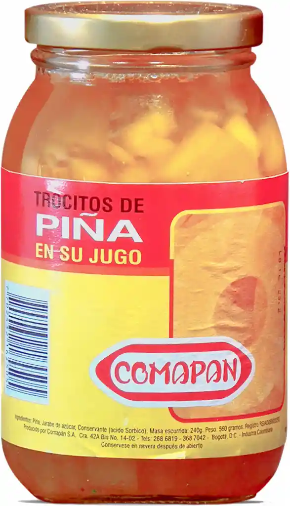 Comapan Trocitos De Piña En Su Jugo