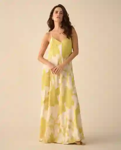 Vestido Amarillo Linaza Medio Talla S 691G003 Esprit