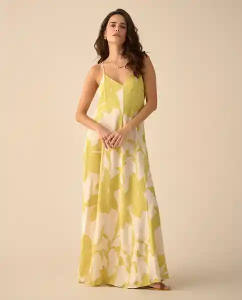 Vestido Amarillo Linaza Medio Talla S 691G003 Esprit