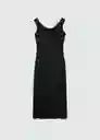 Vestido Fresa Negro Talla S Mujer Mango