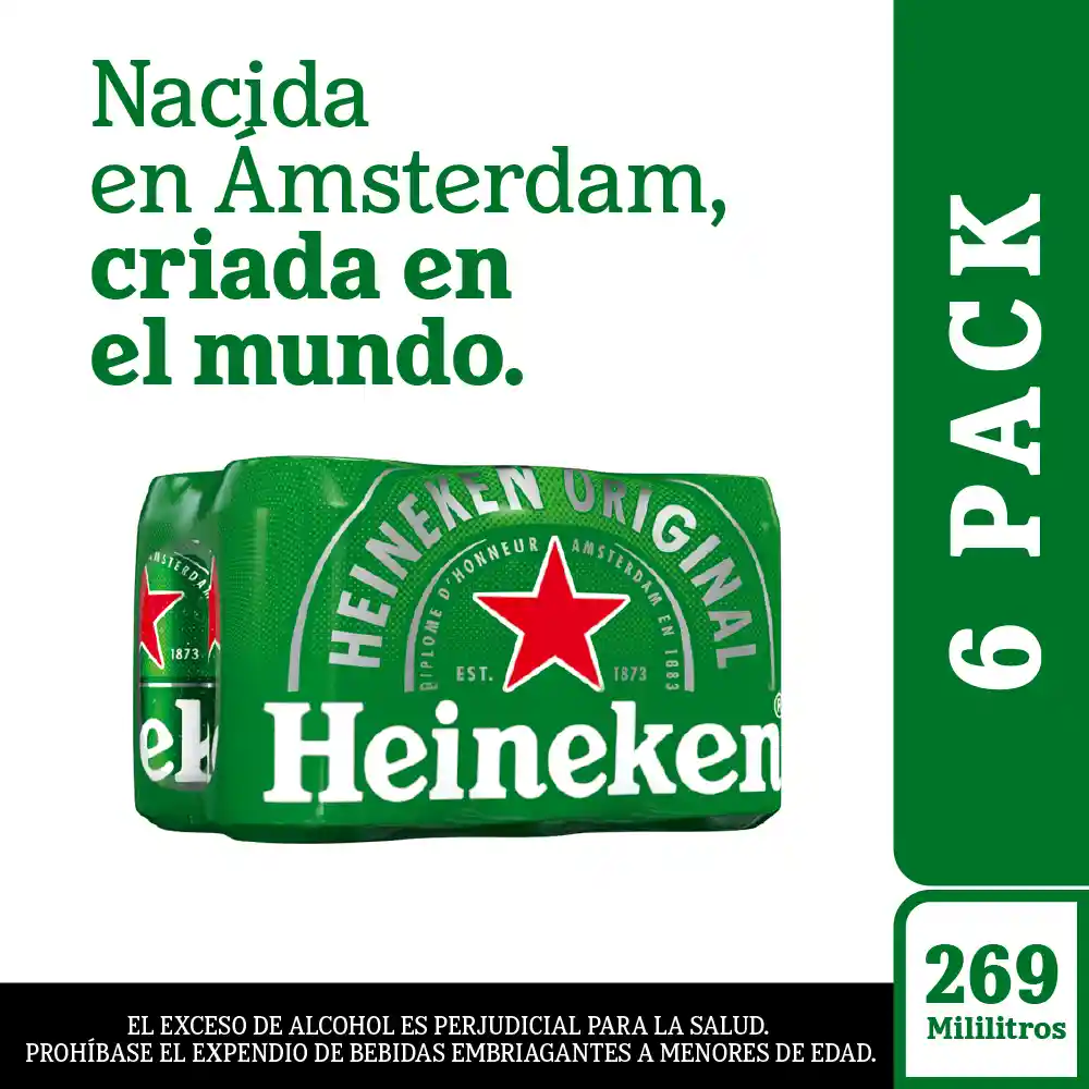 Cerveza Heineken Sixpack Lata 269 ml
