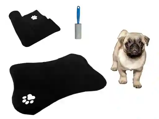 Hally Pets Set Tapete + Cobija + Quitamotas Negro OT0010