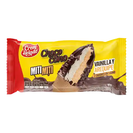 Choco Cono Helado Miti Miti Sabor a Vainilla y Arequipe