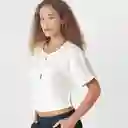 Blusa Cuello Redondo Manga Corta Blanco Talla S 718103