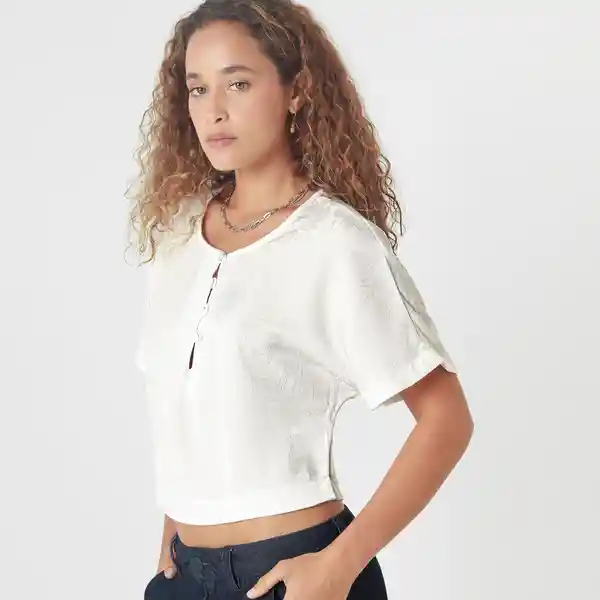 Blusa Cuello Redondo Manga Corta Blanco Talla S 718103