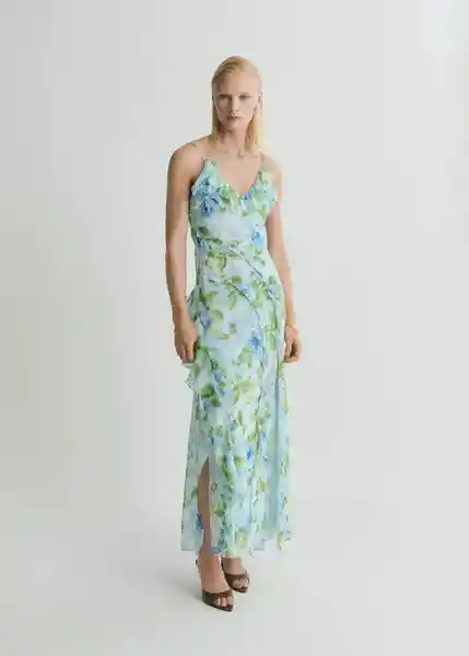Vestido Azalie Celeste Talla S Mujer Mango