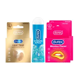 Combo Durex Condón Real Feel + Durex Gel Lubricante / Cosquillas