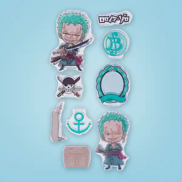 Sticker Con Relieve Zoro y Luffy One Piece Miniso