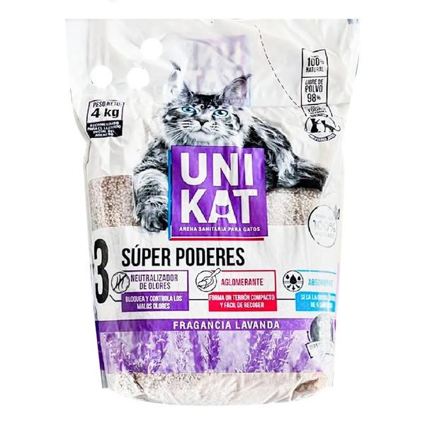 Unikat Arena Sanitaria Para Gatos Fragancia Lavanda 4 kg