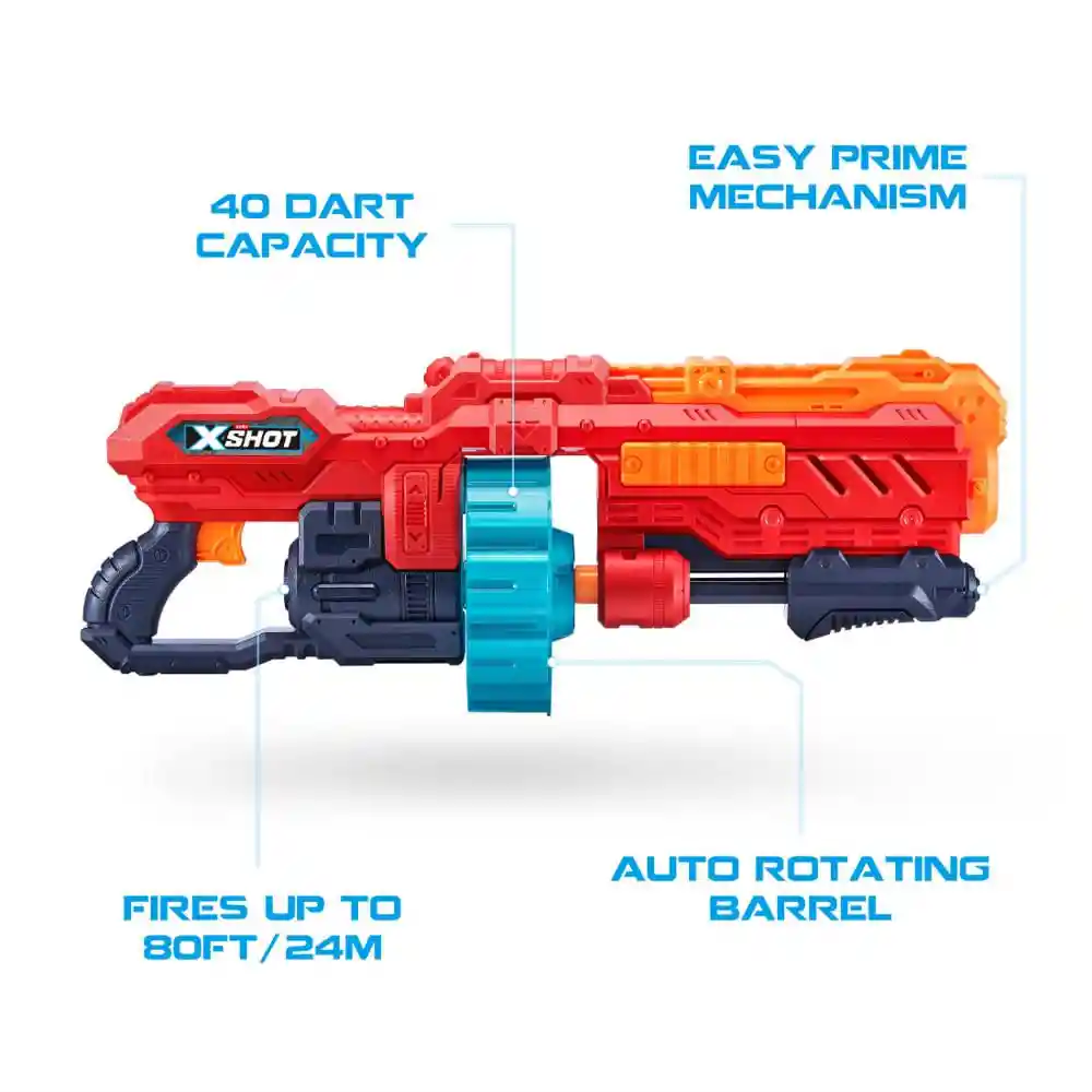 Lanzadardos Xshot Turbo Advance Rojo Con 96 Dardos