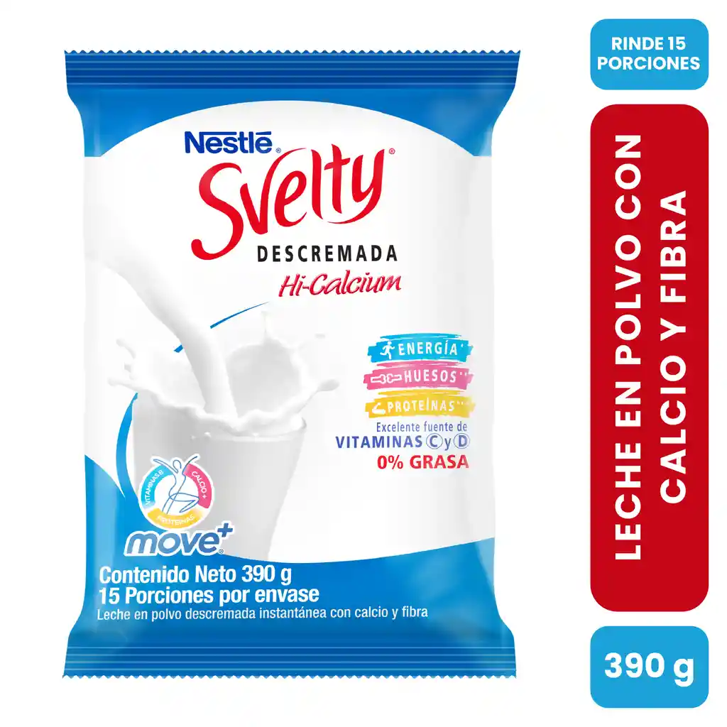 Leche en polvo descremada SVELTY x 390g con calcio y fibra