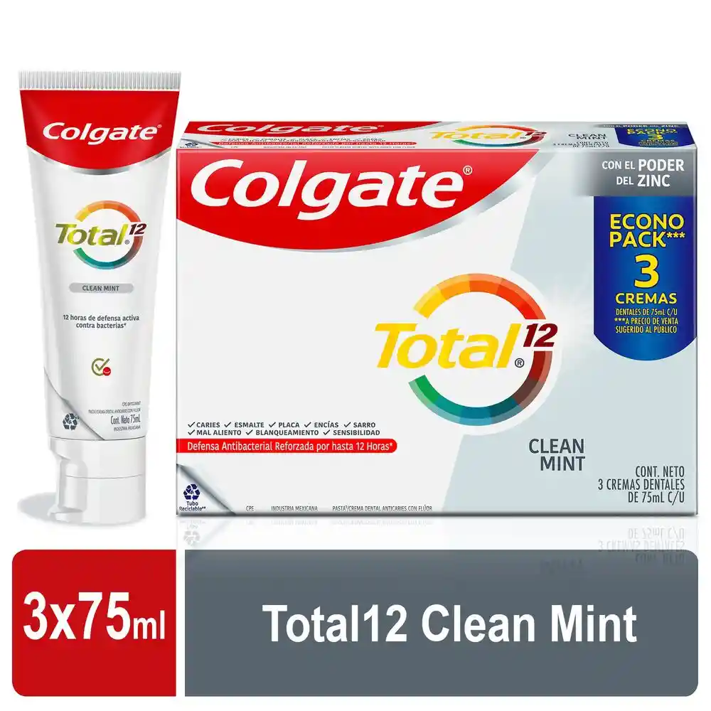Colgate Crema Dental Total 12 Clean Mint 