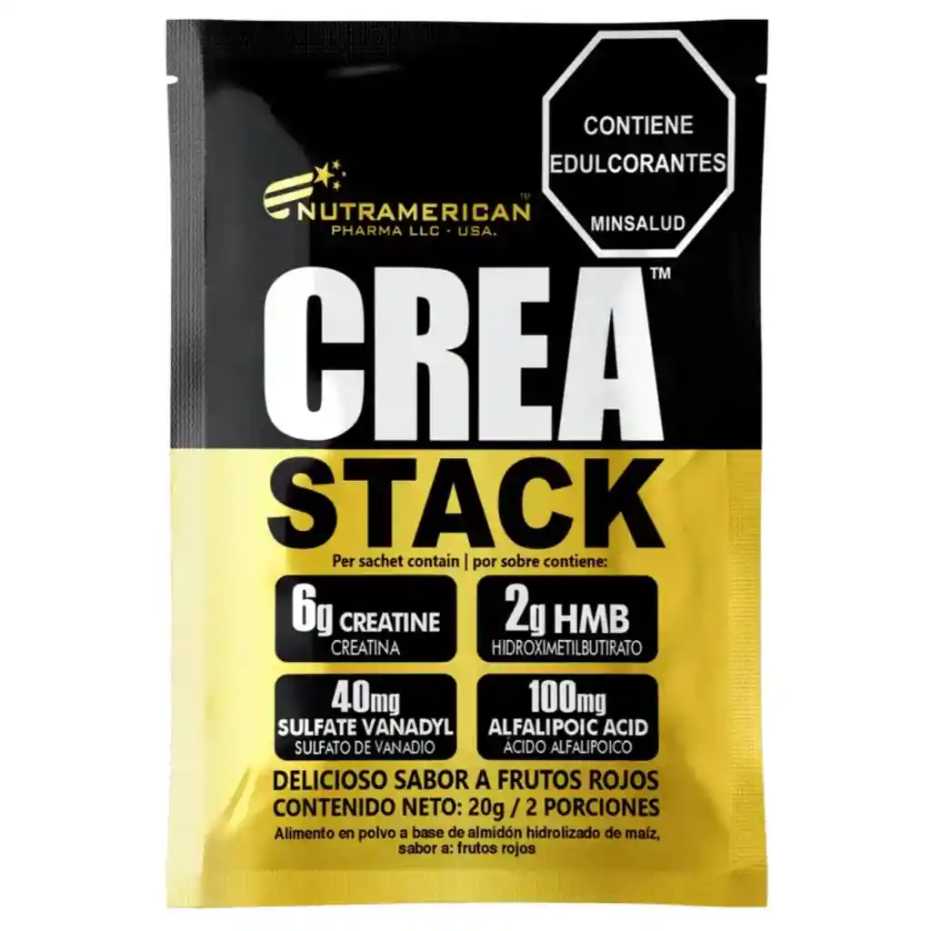 Creatina Monohidrato de Frutos Rojos Nutramerican Crea Stack