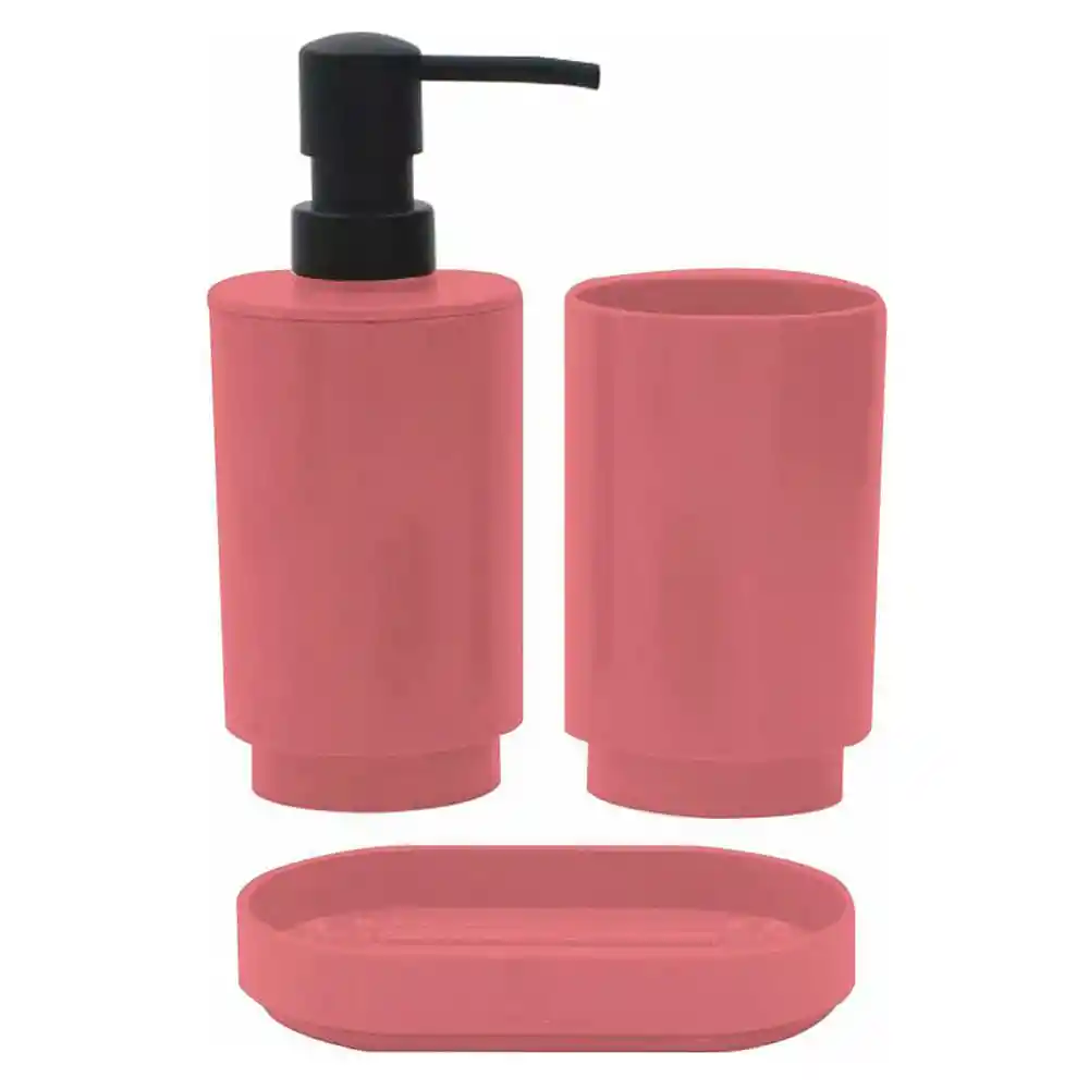 Set Baño Básicos Coral X3piezas Krea