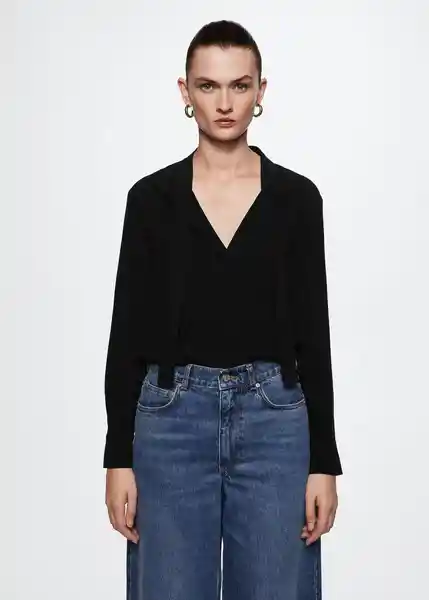 Blusa Laila Negro Talla 18 Mujer Mango