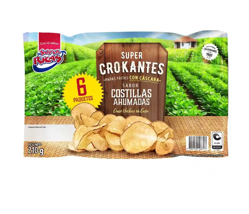 Super Ricas Papas Fritas Crokantes Sabor Costillas Ahumadas