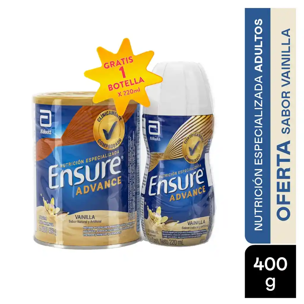 Ensure Advance Polvo Vainilla X 400 Gr Gratis Ensure Advance Liquido Vainilla