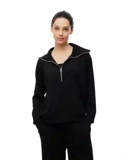 Buzo Cuello Tortuga Sin Capucha L-negro