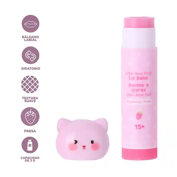 Bálsamo Labial Serie Little Bear Fruit Sabor a Fresa Miniso