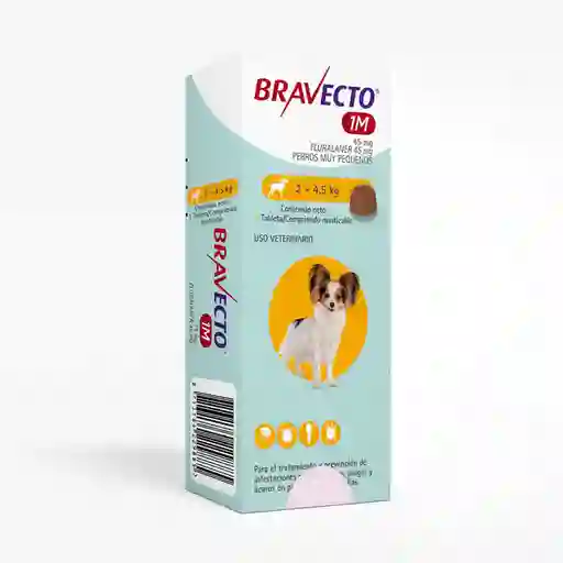 Antiparasitario Para Perro Bravecto 1 M 45 Mg Tab/2 a