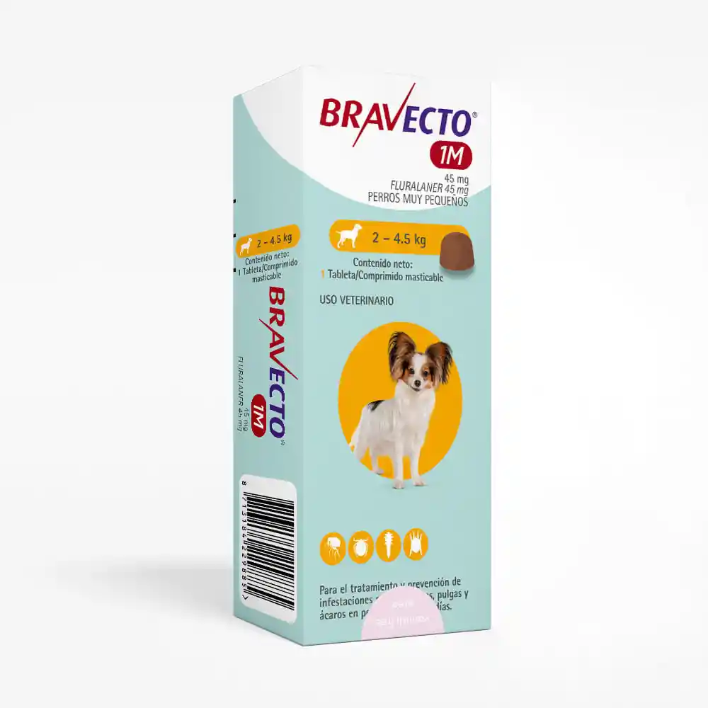 Antiparasitario Para Perro Bravecto 1 M 45 Mg Tab/2 a