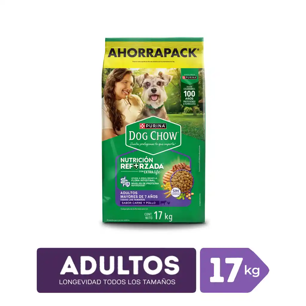 Comida para perro Dog Chow mayores a 7 años (Senior Longevidad) x 17 kg