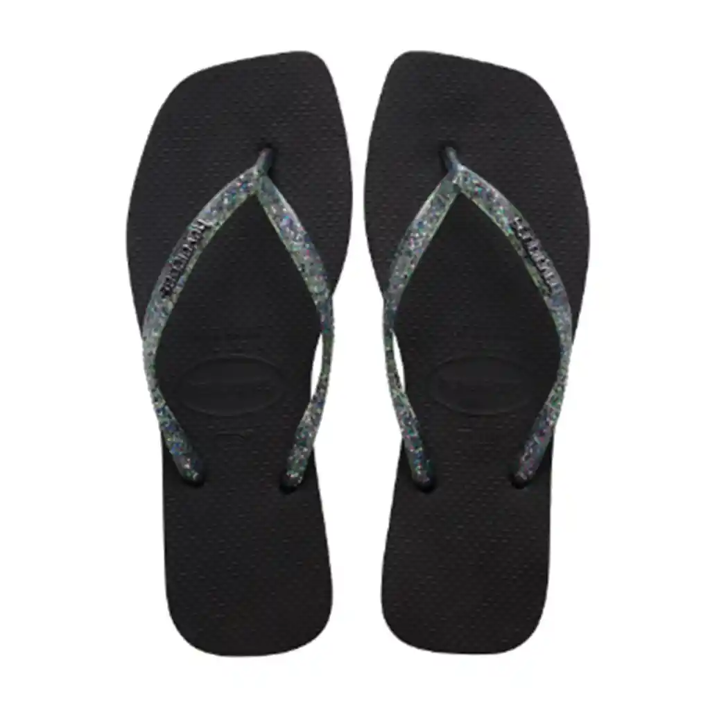 Sandalia Havaianas Mujer Slim Sq Logo Met Fc Negro Talla 39/40