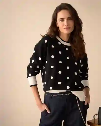 Suéter Tejido Negro Noche Ultraoscuro Talla XL 461G202 Esprit