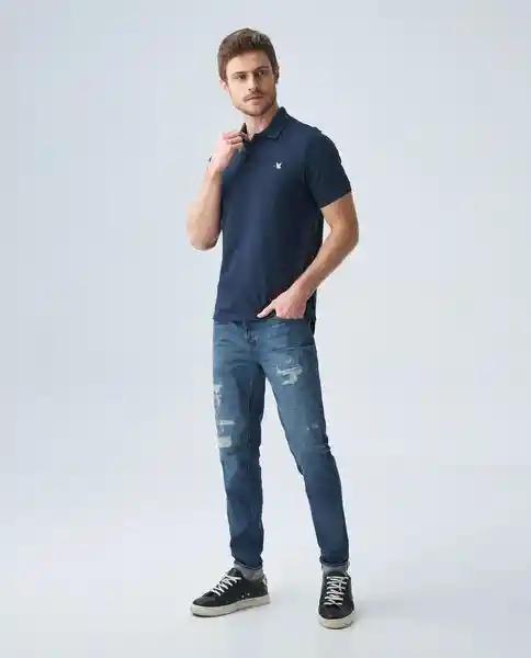 Polo Muscle M/c Azul Oscuro Talla M Hombre Chevignon