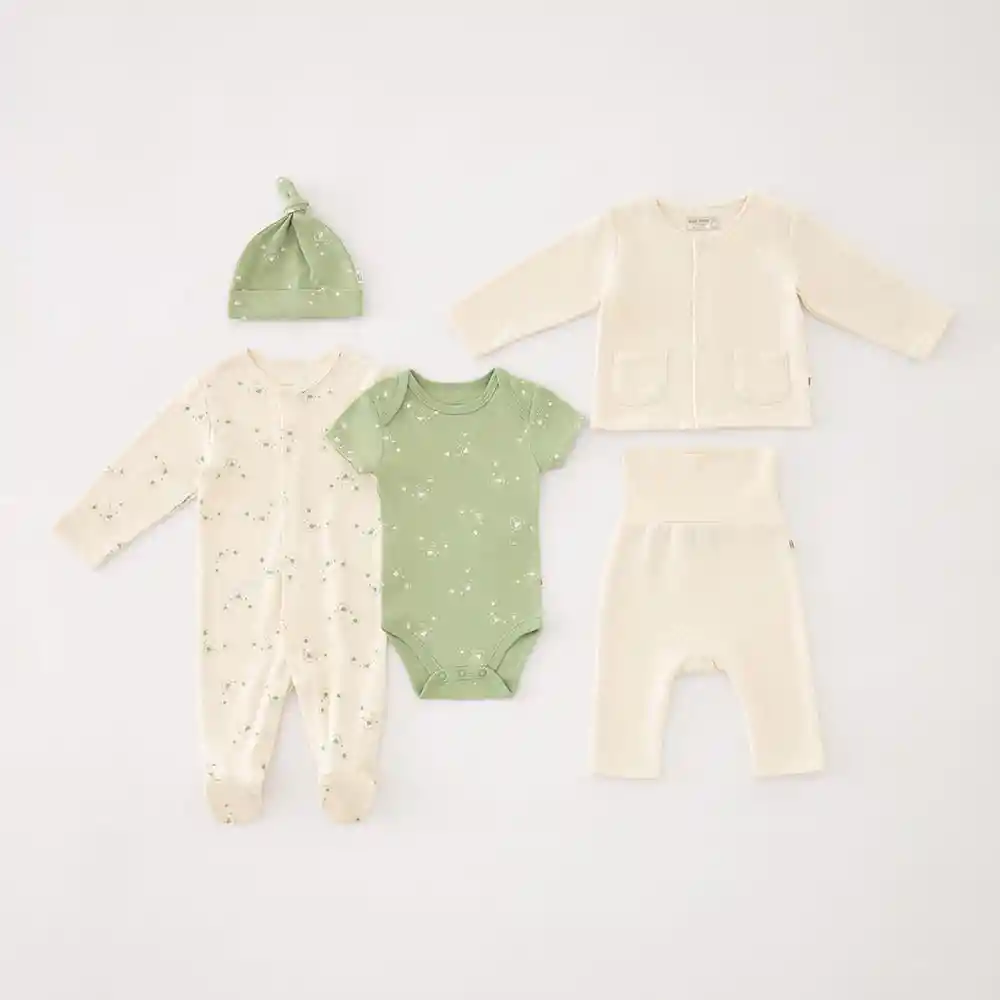Set Gorro + Body + Pijama + Buzo + Pantalón Bebita New Born Niña Baby Fresh Talla 0-3m