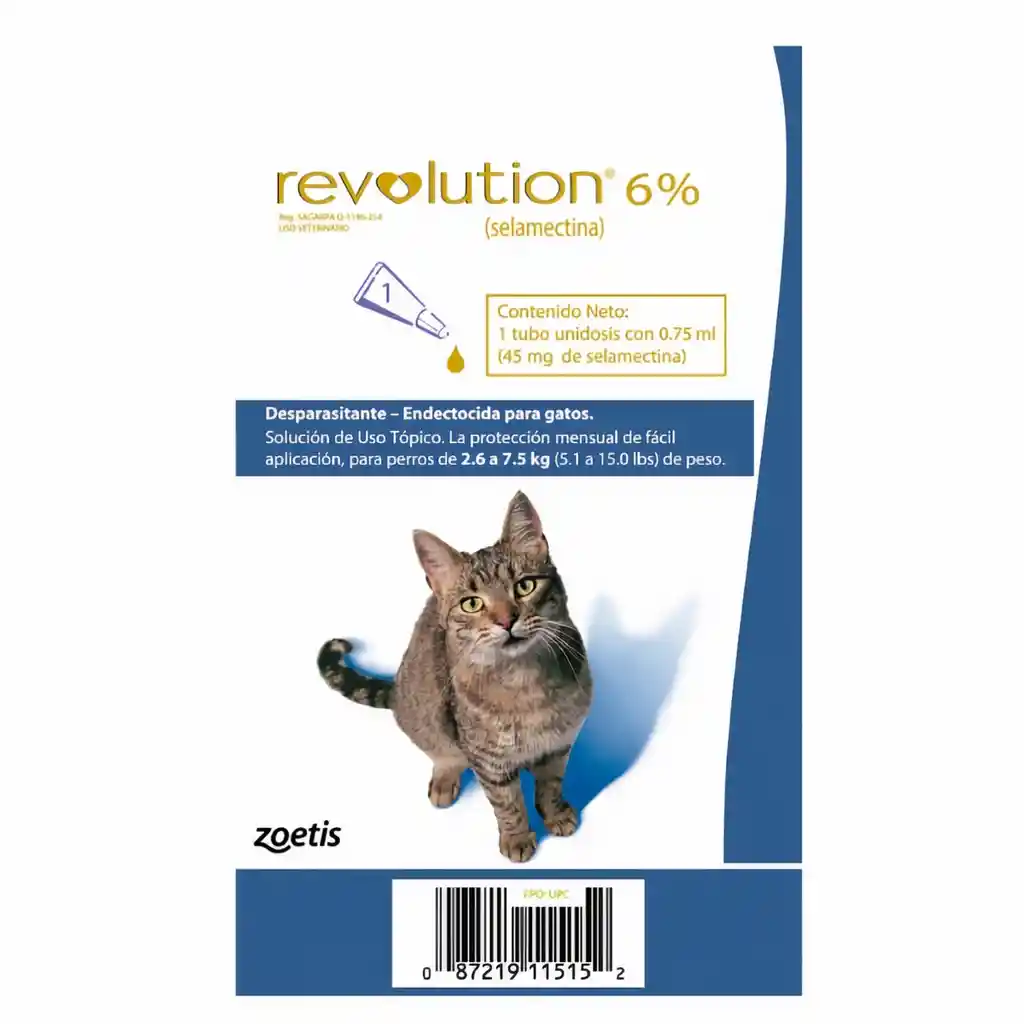 Revolution ® Antiparasitario Gatos De 2.6 A 7.5 Kg.