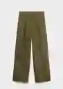 Pantalón Ferraro Khaki Talla 38 Mujer Mango