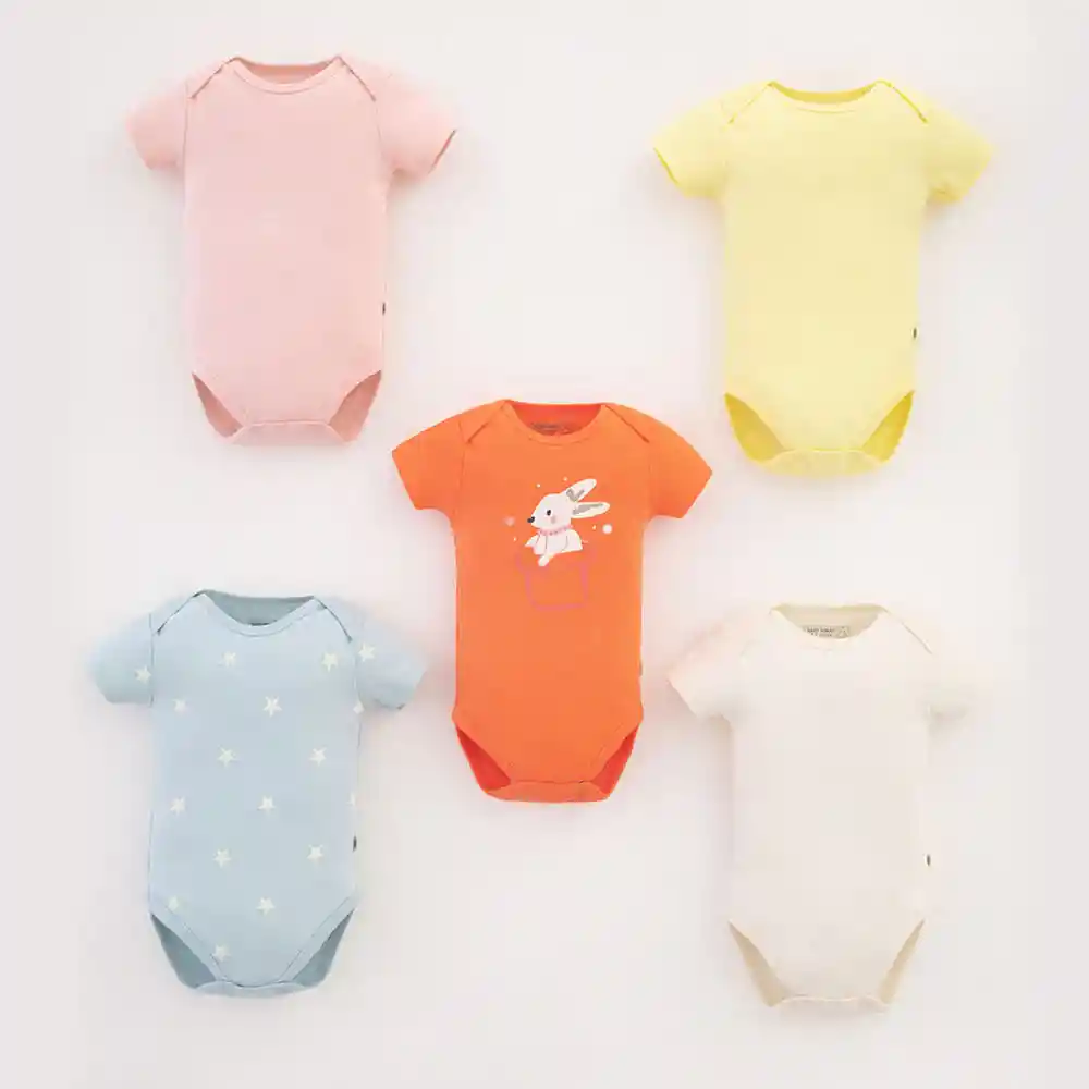 Set de Bodies Manga Corta Bebito Cometa Niña X5 Baby Fresh