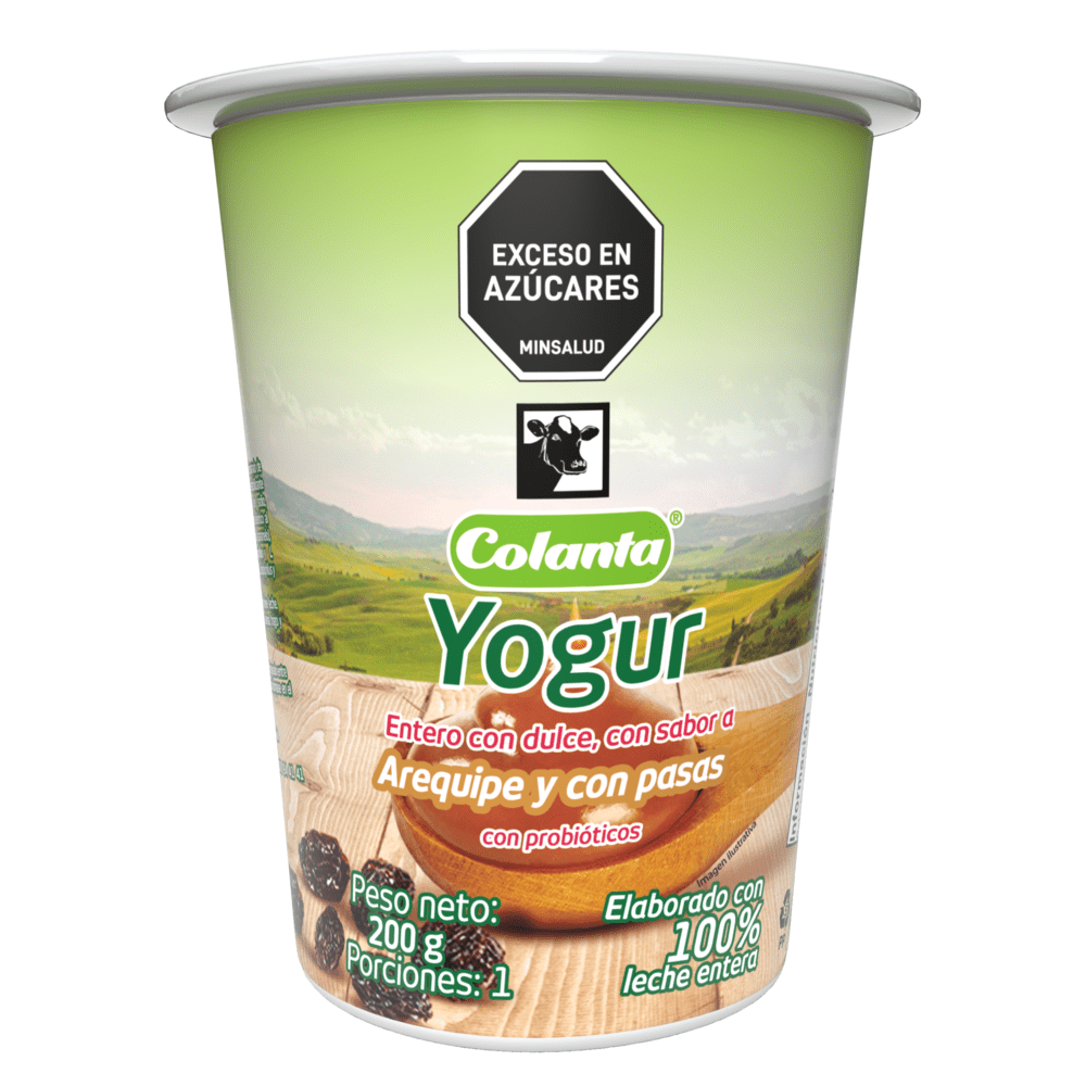 Colanta Yogur Entero Arequipe Pasas Vaso 200 g