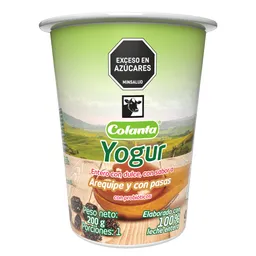 Colanta Yogur Entero Arequipe Pasas Vaso