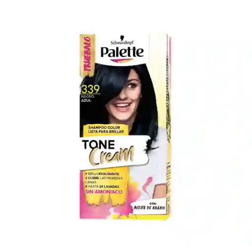 Palette Shampoo Tone Cream Negro Azul Sin Amoníaco 339 50 mL