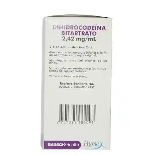 Humax Dihidrocodeína Bitartrato Solución Oral (2.42 mg) 