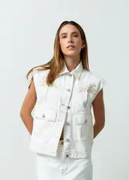 Chaleco Natu Mujer Crudo Marfil Claro Talla L 422G302 Naf Naf