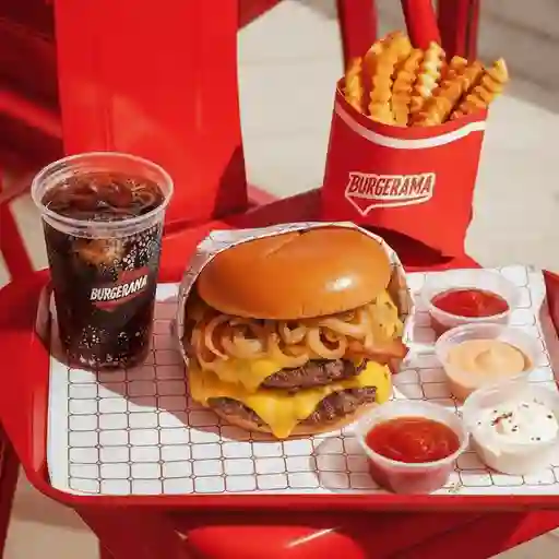 Combo burger doble tocineta+cebolla dulc